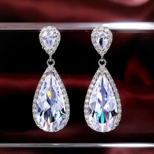 New Luxury Tear Drop White Diamond Earrings